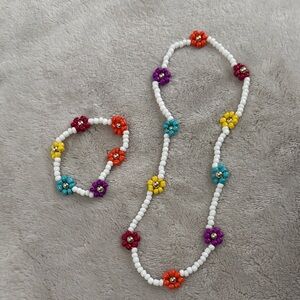 Colorful Beaded Kids Necklace and Bracelet Set